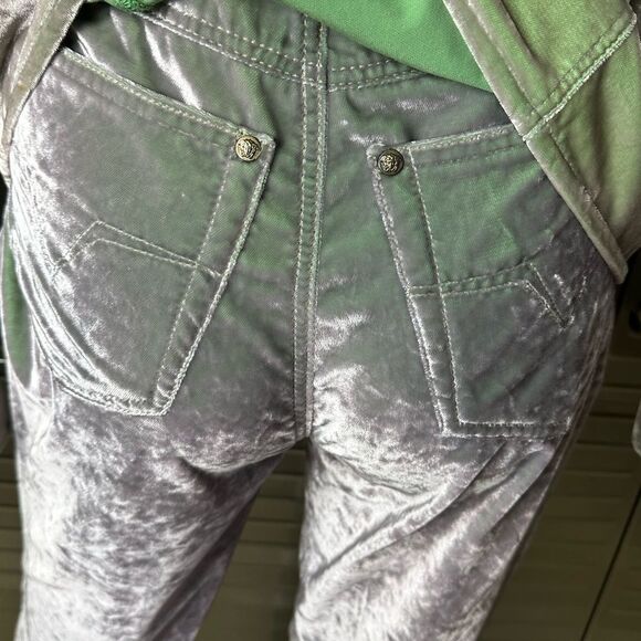 Vintage Y2K Versace Crushed Iridescent Green Velvet Track Suit Small - Picture 8 of 15